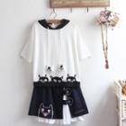 Cat Ear Short-sleeve T-shirt / A-line Skirt / Set