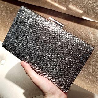 Rhinestone Metal Accent Clutch Bag