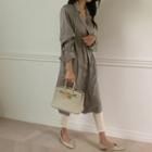 Notch-collar Satin Shirtdress
