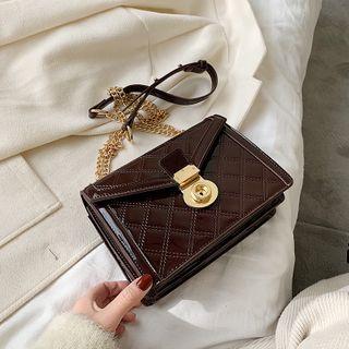 Patent Quilted Flap Crossbody Bag