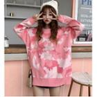 Camo Long Sweater Pink - One Size