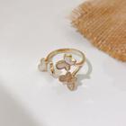 Rhinestone Alloy Butterfly Open Ring Gold - One Size