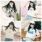 Printed Short Sleeve T-shirt / Bandeau