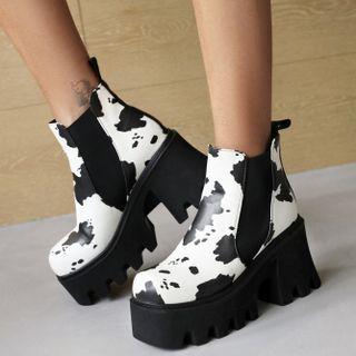 Platform Print Short Chelsea Boots