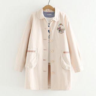 Rabbit Embroidered Loose Trench Jacket