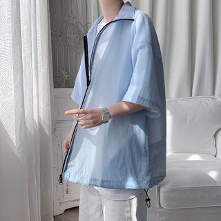 Elbow-sleeve Zip-up Jacket