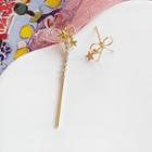 Non-matching Alloy Bow & Bar Dangle Earring 1 Pair - Stud Earring - One Size