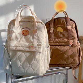 Cartoon Embroidered Quilted Backpack
