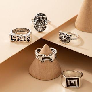 Set Of 5: Ring 20109 - Set Of 5 - Silver - One Size