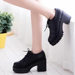 Chunky Heel Lace-up Shoes