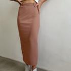 High-waist Knitted Slit Midi Skirt