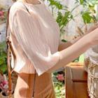 Elbow-sleeve Crinkled Top