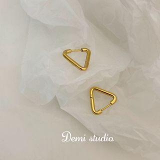 Triangle Hoop Earring 1 Pair - Gold - One Size