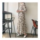 Floral Patterned Wrap-front Maxi Dress