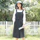 Double Breasted Plaid Pinafore Dress