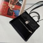 Contrast-panel Flap Handbag With Strap