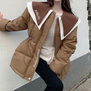 Layered Collar Padded Zip-up Jacket