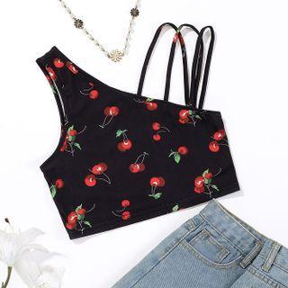 Sleeveless Off-shoulder Printed Cropped Camisole Top