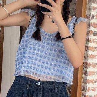 Plaid Mesh Camisole Top