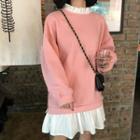 Mock-two Long-sleeve Loose-fit Dress As Figure - One Size
