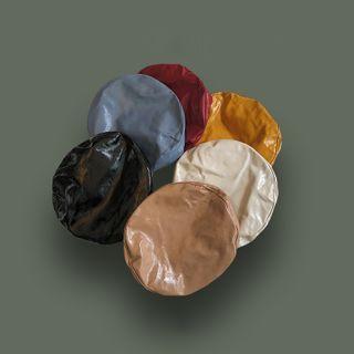 Faux Leather Snap Buckle Beret