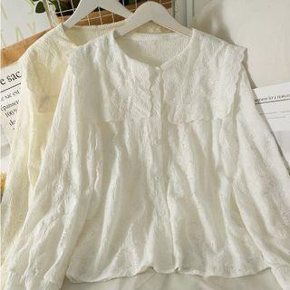 Peter Pan-collar Lace Loose Shirt