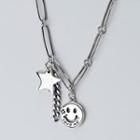 925 Sterling Silver Smiley Star Pendant Necklace S925 Silver - Necklace - One Size