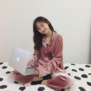 Loungewear Set: Velvet Shirt + Pants