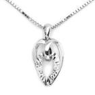 14k White Gold Double Heart Diamond-cut Surface Necklace (16)