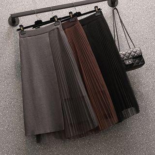 Asymmetrical Accordion Pleat Midi A-line Skirt