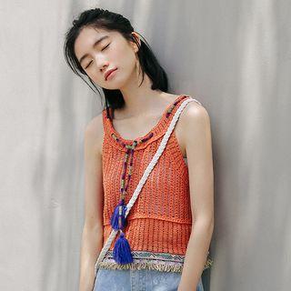 Fringed Hem Knitted Tank Top