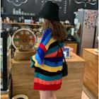 Loose-fit Rainbow-stripe Knit Sweater As Shown In Figure - One Size