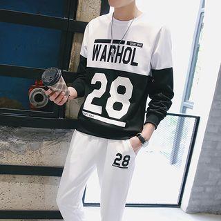 Set: Letter Colour Block Sweatshirt + Pants