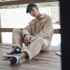 Front Pocket Corduroy Jumpsuit With Belt