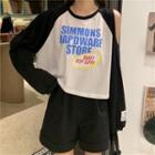 Long-sleeve Cold Shoulder Raglan T-shirt As Shown In Figure - One Size