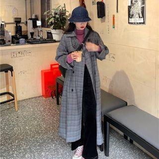 Plaid Midi Coat Gray - One Size