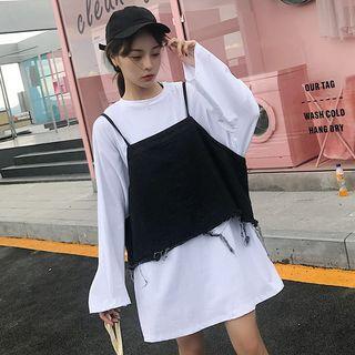 T-shirt Dress / Spaghetti Strap Fray Hem Top