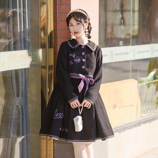 Mock Two-piece Long-sleeve Drink Print Lolita Dress