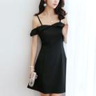 Off-shoulder Ruffled-trim A-line Dress