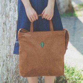 Cactus Embroidered Corduroy Crossbody Bag