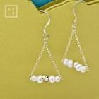 925 Sterling Silver Faux Pearl Dangle Earring Gold - One Size