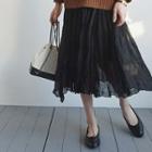 Band-waist Crinkled Chiffon Skirt