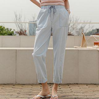 Drawstring Stitched Jogger Jeans