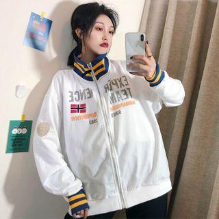 Contrast Trim Turtleneck Zip-up Jacket