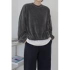 Ribbed Velvet Boxy T-shirt Charcoal Gray - One Size