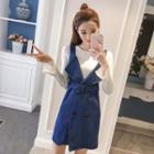 Double-buttoned Denim Jumper Dress