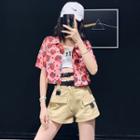 Strawberry-print Crop Shirt