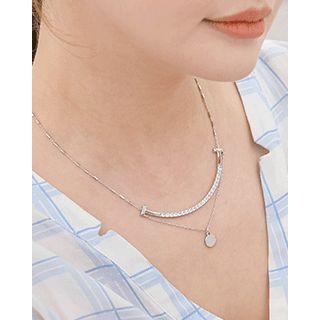 Rhinestone Smile-bar Pendant Necklace
