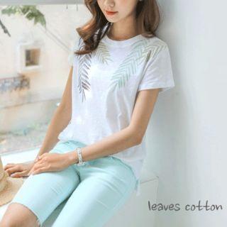 Round-neck Short-sleeve Foliage T-shirt