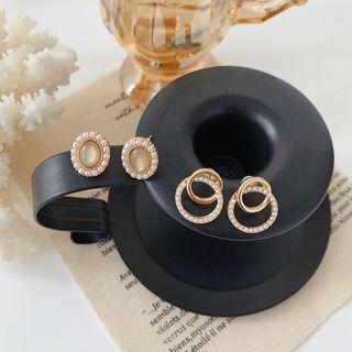 Faux Pearl Alloy Earring 1 Pair - Oval Earrings - Gold - One Size